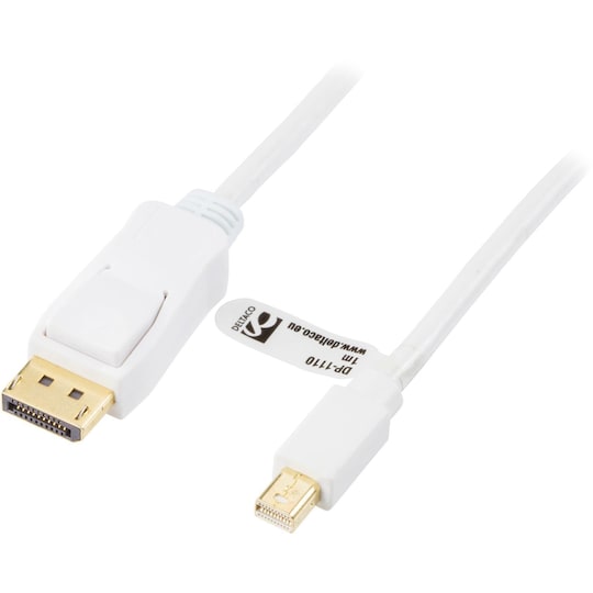 DELTACO DisplayPort till Mini DisplayPort kabel, 20-p ha-ha, 1m, vit