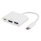 DELTACO USB-C till HDMI och USB A adapter, USB-C ho för laddning, vit