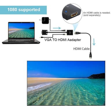 VGA till HDMI kompatibel adapter med ljudkabel