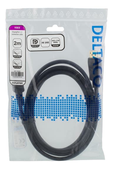 DELTACO DisplayPort-kabel, 2m, 4K UHD, DP 1.2, white