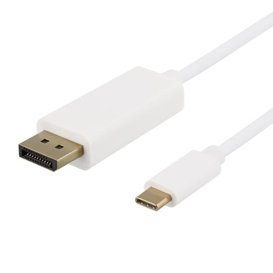 DELTACO USB-C till DisplayPort-kabel, 2m, 4K, 3D, vit