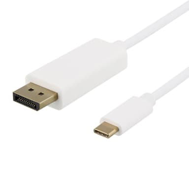 DELTACO USB-C till DisplayPort-kabel, 2m, 4K, 3D, vit