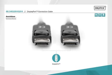 Digitus DisplayPort anslutningskabel AK-340100-010-S Svart, DP till DP