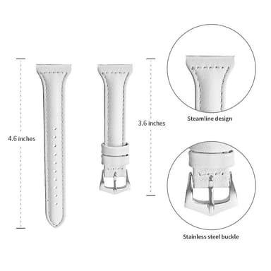 Xiaomi Mi Watch 18 mm klockarmband i äkta läder - Vit