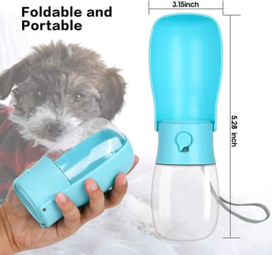 Vattenflaska med skål för hund 280 ml Blå