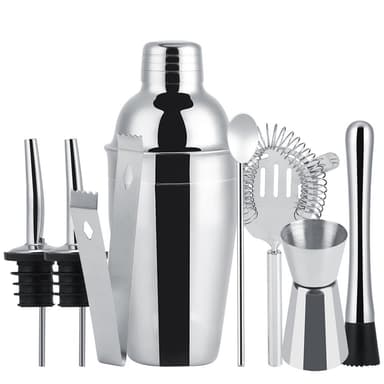 8-delar cocktailset , barset, shaker 550ml - Rostfritt stål Silver