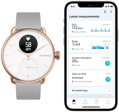 Withings ScanWatch Hybrid smartwatch 38mm (roséguld)