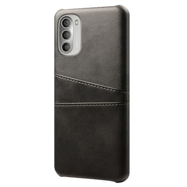 SKALO Moto G51 PU-Läder Korthållare Skal - Svart