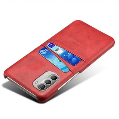 SKALO Moto G51 PU-Läder Korthållare Skal - Röd