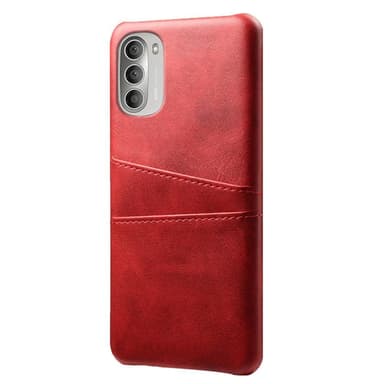 SKALO Moto G51 PU-Läder Korthållare Skal - Röd