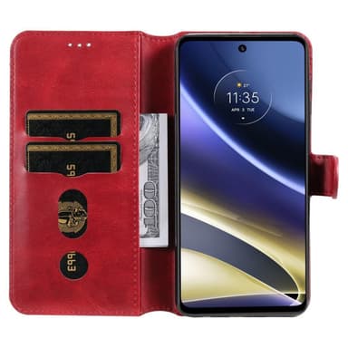 SKALO Moto G51 Klassiskt Plånboksfodral - Röd