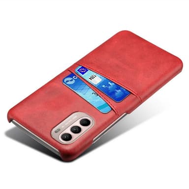 SKALO Moto G31 / G41 PU-Läder Korthållare Skal - Röd