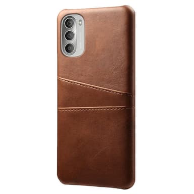 SKALO Moto G51 PU-Läder Korthållare Skal - Mörkbrun