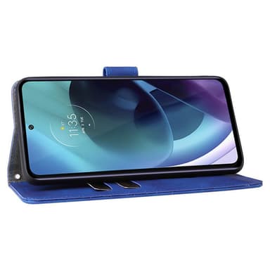 SKALO Moto G31 / G41 Matt PU-Läder Plånboksfodral - Blå