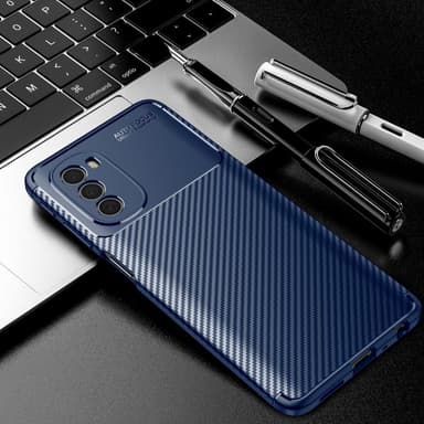 SKALO Moto G51 Carbon Fiber TPU-skal - Blå