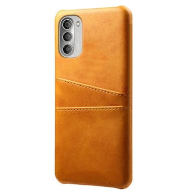 SKALO Moto G51 PU-Läder Korthållare Skal - Ljusbrun