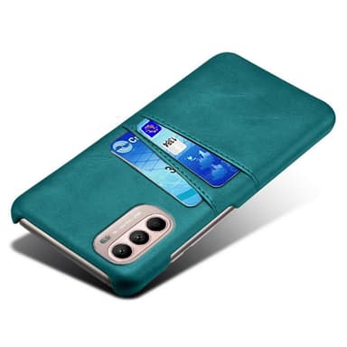 SKALO Moto G31 / G41 PU-Läder Korthållare Skal - Turkos