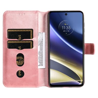 SKALO Moto G51 Klassiskt Plånboksfodral - Roséguld