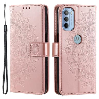SKALO Moto G31 / G41 Mandala Plånboksfodral - Roséguld
