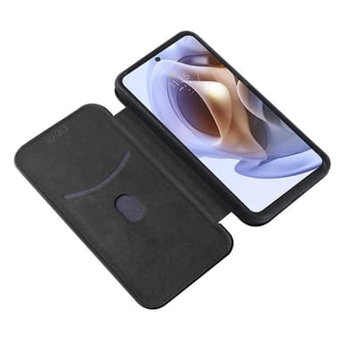 SKALO Moto G31 / G41 Carbon Fiber Plånboksfodral - Svart