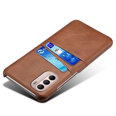 SKALO Moto G31 / G41 PU-Läder Korthållare Skal - Brun