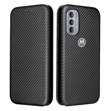 SKALO Moto G31 / G41 Carbon Fiber Plånboksfodral - Svart