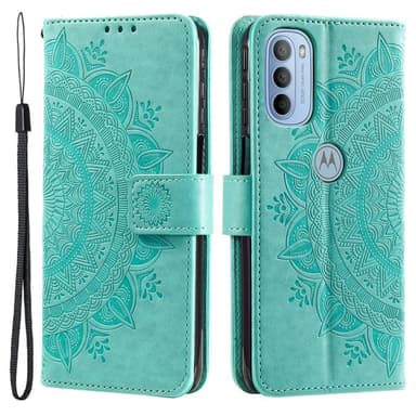 SKALO Moto G31 / G41 Mandala Plånboksfodral - Turkos