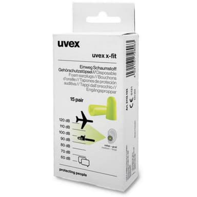Hörselproppar 37 dB Engångs uvex x-fit 2112133 15 par