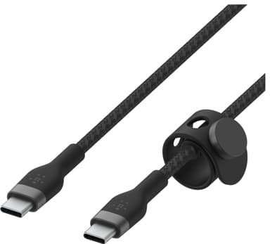 Belkin USB-C till USB-C flätad silikonkabel 3m (svart)
