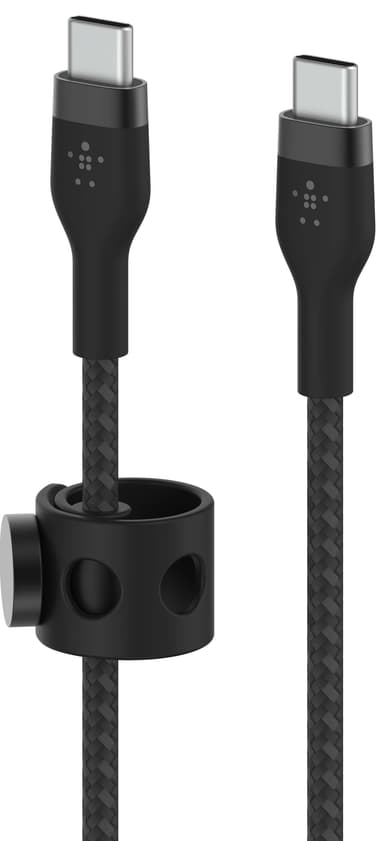 Belkin USB-C till USB-C flätad silikonkabel 3m (svart)