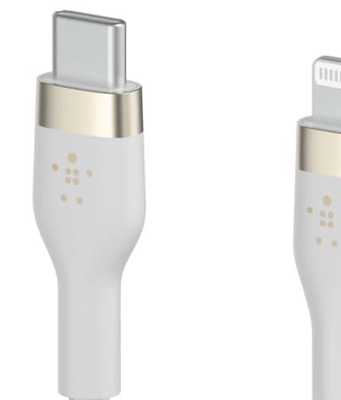 Belkin USB-C till Lightning flätad silikonkabel 3m (vit)