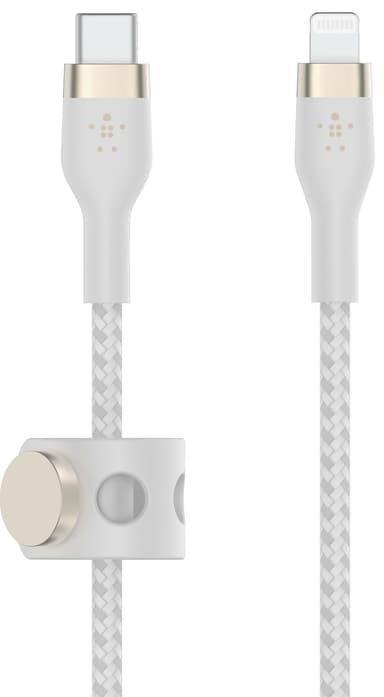 Belkin USB-C till Lightning flätad silikonkabel 3m (vit)