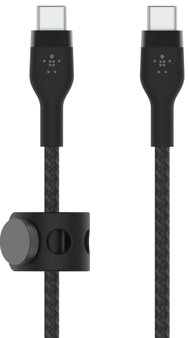 Belkin USB-C till USB-C flätad silikonkabel 3m (svart)