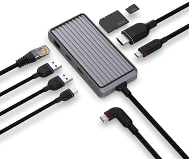 Unisynk 8-Port USB-C hubb (grå)