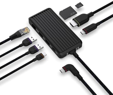 Unisynk 8-Port USB-C hubb (svart)