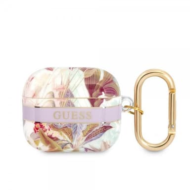 Guess AirPods 3 Skal Flower Print & Gold Hook Lila