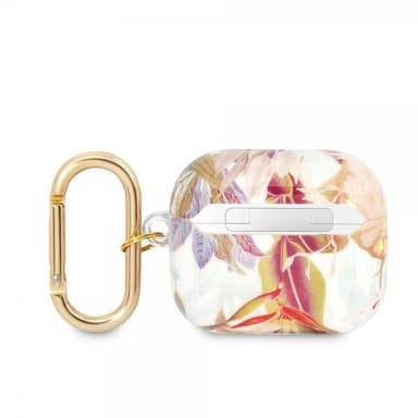 Guess AirPods 3 Skal Flower Print & Gold Hook Lila