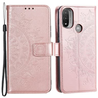 SKALO Moto E20/E30/E40 Mandala Plånboksfodral - Roséguld