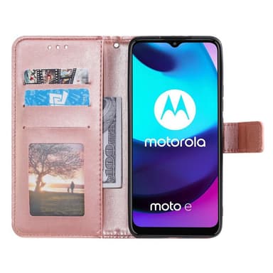 SKALO Moto E20/E30/E40 Mandala Plånboksfodral - Roséguld