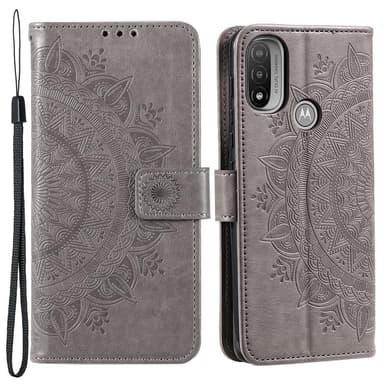 SKALO Moto E20/E30/E40 Mandala Plånboksfodral - Grå
