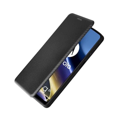 SKALO Moto G51 Carbon Fiber Plånboksfodral - Svart