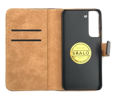 SKALO Samsung S22+ Plånboksfodral Äkta Skinn - Röd
