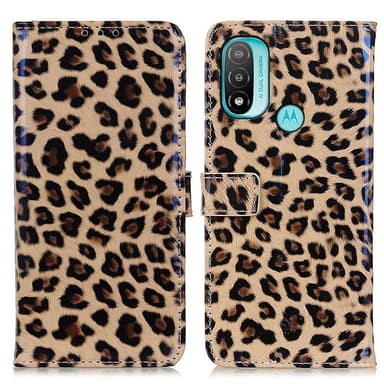 SKALO Moto E20/E30/E40 Leopard mönstrad Plånboksfodral i PU Läder