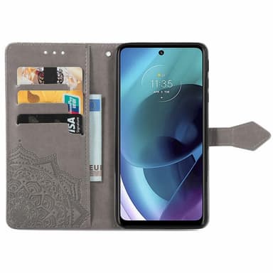 SKALO Moto G51 Mandala Plånboksfodral - Grå