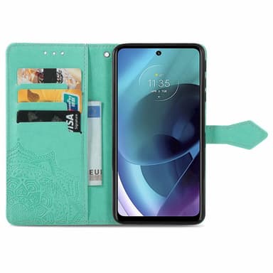 SKALO Moto G51 Mandala Plånboksfodral - Turkos
