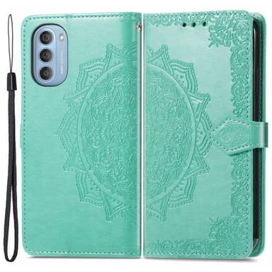 SKALO Moto G51 Mandala Plånboksfodral - Turkos