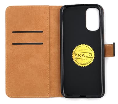 SKALO Moto G31 / G41 Plånboksfodral Äkta Skinn - Röd