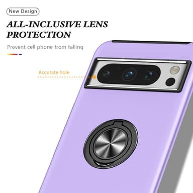 Till Pixel 8 Pro Hybrid skal med Finger Ring - Lila
