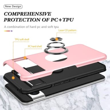 Till Pixel 8 Pro Hybrid skal med Finger Ring - Rosa