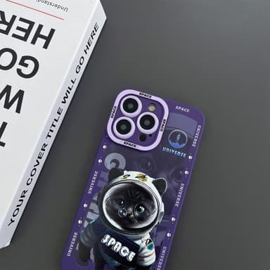 TPU telefonfodral Skal för iPhone 15 Fodral Katt - Lila